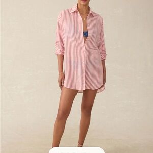 Faherty Brand Haze Rose Watercolor Stripe Swim Cover-Up
